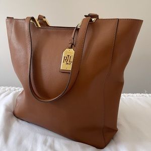 Ralph Lauren Brown Tote Bag Leather Authentic